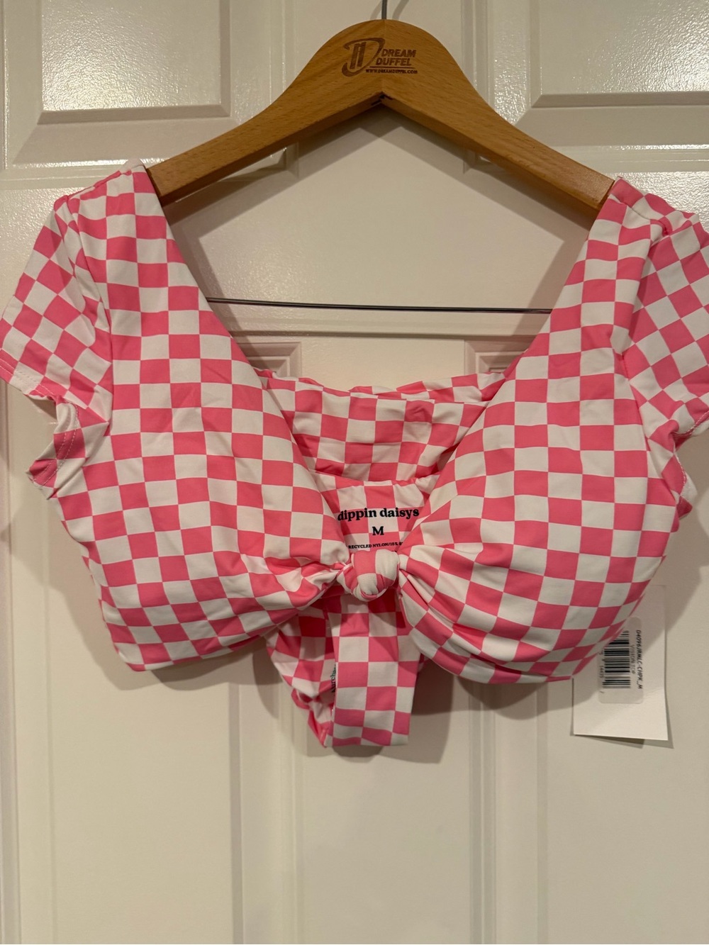 Dippin' Daisy's Pink & White Checkered Knot Bikini NWT M